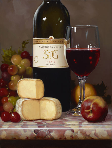 "A Sip of Merlot"  Giclee on Canvas