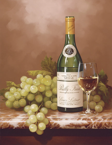 "Green Grapes & White Wine"  Giclee on Canvas
