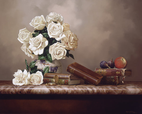 "White Roses & Classics"  Giclee on Canvas